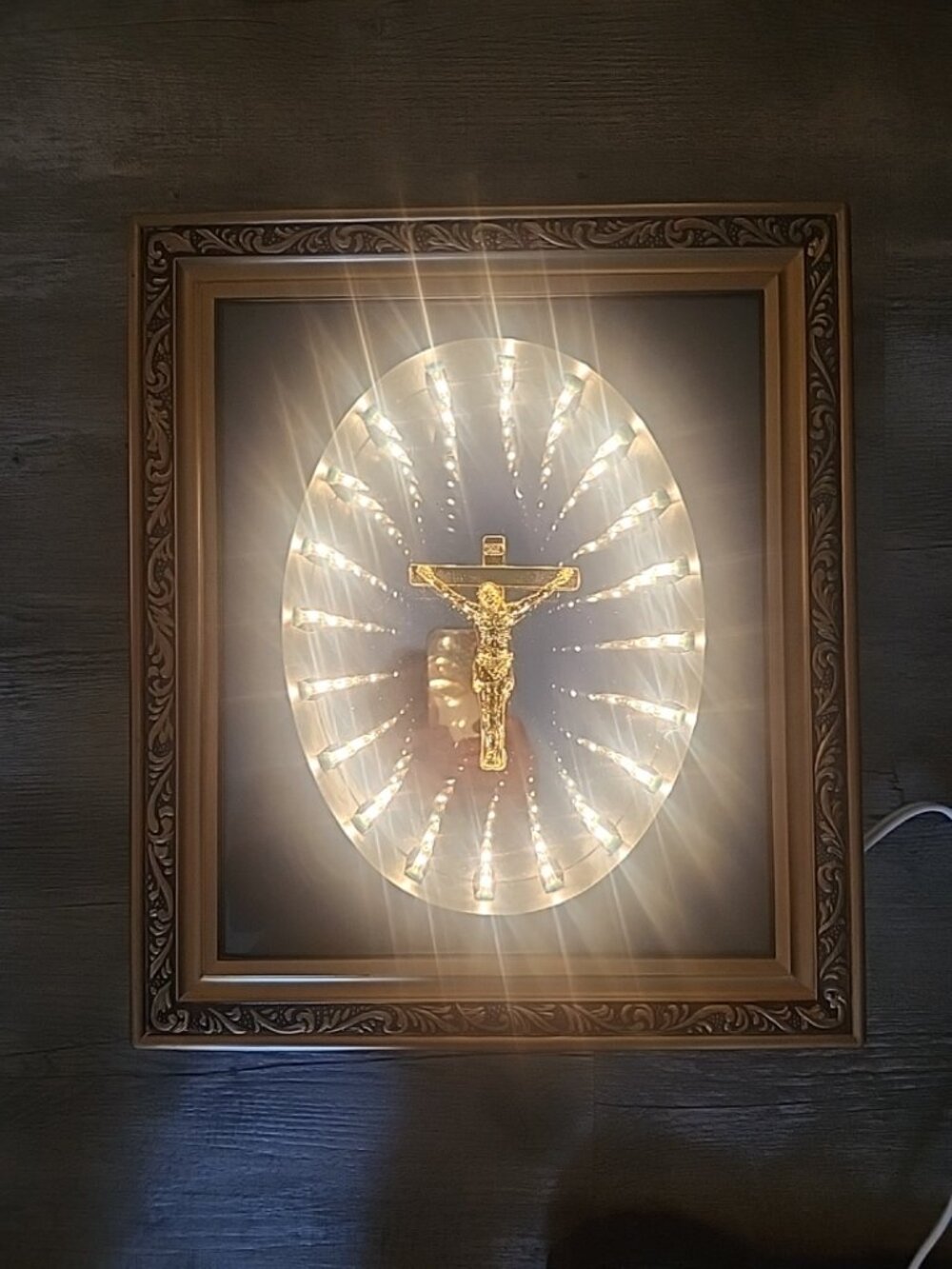 3D Jesus Christ Cross Infinity Tunnel Lighted Framed Wall Home Decor